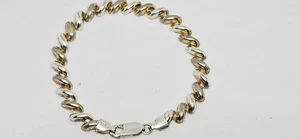 Italian Sterling Silver 925 FAS Lightweight San Marco Link Bracelet 7.1" - Picture 1 of 9