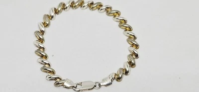 Italian Sterling Silver 925 FAS Lightweight San Marco Link Bracelet 7.1" - Image 1 of 4