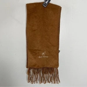 ALPACA CAMARGO Scarf Neutral Brown Tassel Warm Autumn Fall Winter Indie Lagom   - Picture 1 of 5