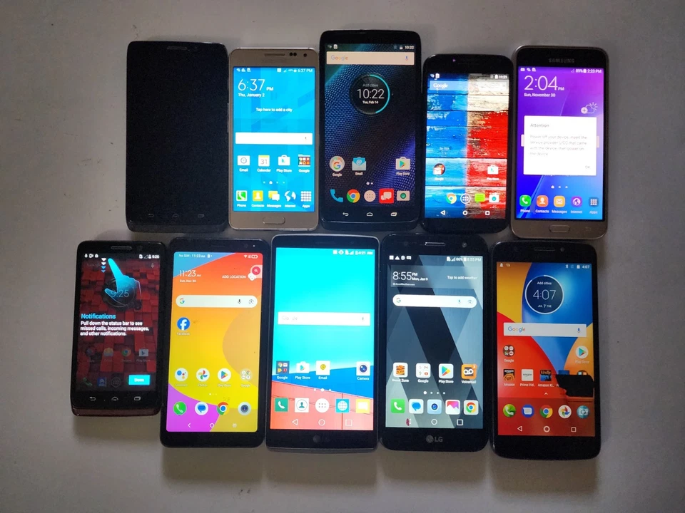 Smartphones - Lot of 10 - Working, READ! [CF-30] - Image 1 of 3