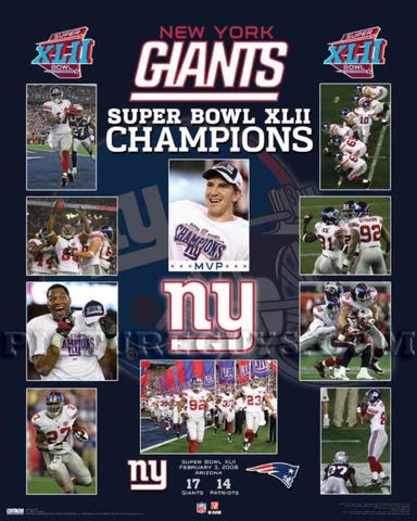 New York Giants Super Bowl 42 Championship Picture Plaque Cover