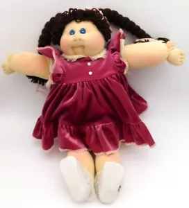 Cabbage Patch Kids Little People Soft Sculpture Brown Hair Blue Eyes Girl Doll - Picture 1 of 9