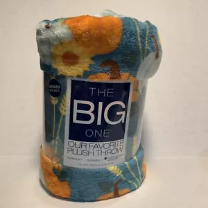 THE BIG ONE-Plush Throw-Oversized 5' X 6' - Fall - Pumpkins, Sunflowers, & Wheat - Picture 1 of 8