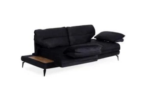 Multifunktion Couch Samt Schwarz Dreisitzer Couchen Design Möbel Stoff - Bild 1 von 2