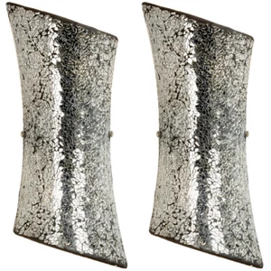 2 PACK Mosaic Mirror Wall Light Silver Pattern Glass Shade Pretty Dimmable Lamp - Picture 1 of 4