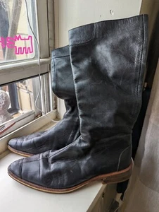 Damen Leder Reißverschluss Stiefel Schwarz Größe 39 Größe 8 US Schmale Wade - Bild 1 von 13