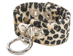 Leopard Bondage Bracelet Fuzzy Punk Goth Rock Clubware Red Brown Green Blue - Picture 1 of 16