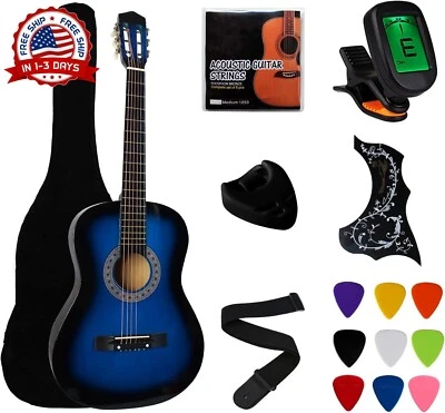 Guitarra acústica para principiantes de 38 "+ estuche para guitarra, correa NEW - Image 1 of 4