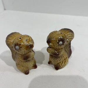 Vintage Googley Eyes Eichhörnchen braun und hellbraun Salz und Pfefferstreuer - Bild 1 von 6