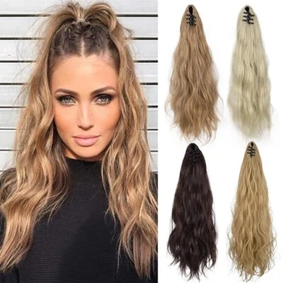 Ponytail Extension Claw Clip 16" Long Wavy Curly Hair Extension Clip Ponytails - Image 1 of 4