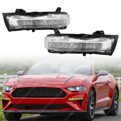 Pair LED Fog Lights For 2018-2023 Ford Mustang Turn Signal Lamps DRL Right Left - Image 1 of 4