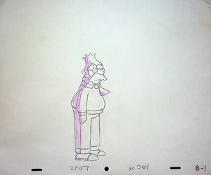 Lápiz de animación dibujado a mano de producción de Los Simpson 20th Century Fox - Imagen 1 de 2