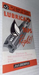 Vintage Greenfield GTD Brochure Lubricate Taps Right Die Co MA Store Stamped
