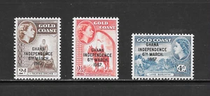 GHANA SCOTT 25 - 27 MLH SET - 1958 GOLD COAST OVERPRINTS - Picture 1 of 2