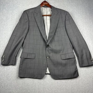 Samuelsohn Blazer 44R Gray Loro Piana Sports Coat Jacket Windowpane Wool READ - Picture 1 of 14