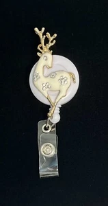 Art Deco Deko Hirsch einziehbare Rolle Abzeichen Ausweishalter - Bild 1 von 9