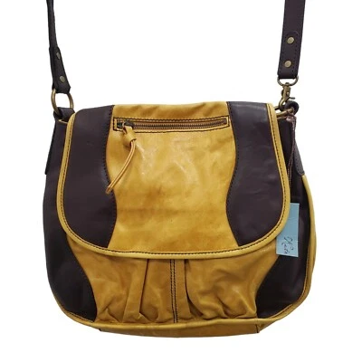 Bolso Bandolera Cartera Kate Landry Mano Primavera Cuero Marrón Mostaza Bloques de Color Nuevo con Etiquetas Foto 1 de 4