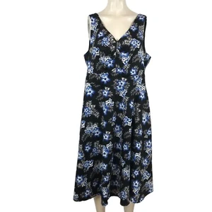 TORRID - WOMEN'S 16 - BLACK FLORAL SLEEVELESS V NECK SUMMER DRESS - Picture 1 of 6