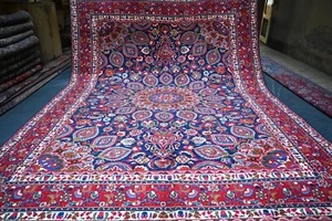 Blue Geometric Caucasian Floral Area Rug 10x13 Large Oriental Tribal Wool Carpet - Picture 1 of 14