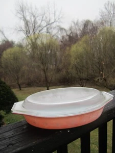 Vintage PYREX Pink Daisy Oval #053 OPEN BAKER  1.5 Qt With added Lid 945C - Picture 1 of 13