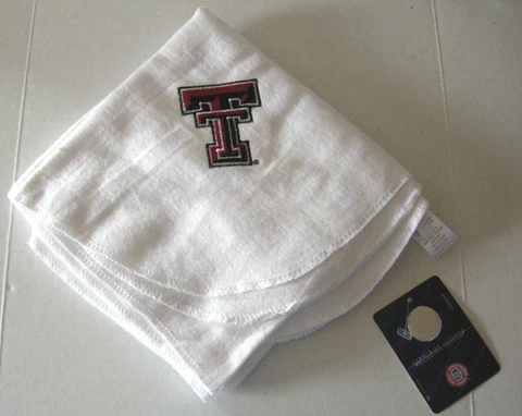 Texas Tech University Receiving Blanket, White, 26" x 28", Fleece, Brand New Cover