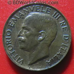 ITALY 1921-R 5 CENTESIMI XF BROWN TONED ITALIAN COLLECTABLE WORLD COIN 19.5mm - Picture 1 of 2