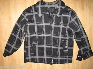 NUEVO Abrigo Chaqueta con Capucha Hurley $68 Niños S 8 Negro Gris A Cuadros - Imagen 1 de 2