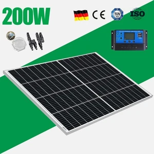 200W 12V Monokristallin Solarmodul Solarpanel für Dach Gartenhaus Carport Balkon - Bild 1 von 7