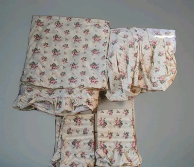 RALPH LAUREN HOME Sophie Brooke QUEEN Sheet Set Gold Cabbage Rose Ruffled 4 PC - Image 1 of 4