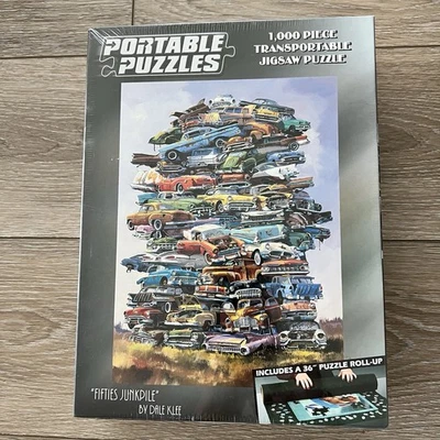 Sealed New FIFTIES JUNKPILE PUZZLE 1000 Pieces W/Roll Up Mat Dale Klee 19"x26" - Image 1 of 4