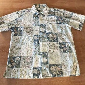 Vintage Reyn Spooner Hawaiian Shirt Men L Blue Floral Button Up Pocket Collared - Picture 1 of 9