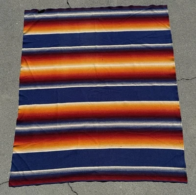 Pearce Woolrich Vintage Wool Throw Blanket 59x69 Multicolor Blue Made in USA - Image 1 of 4