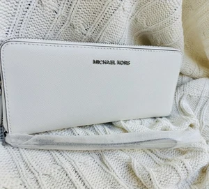 Michael Kors Jet Set Continental White Ivory Saffiano Leather Wristlet Wallet - Bild 1 von 8