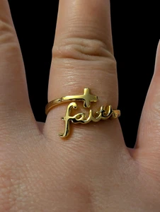 Anillo Chapado en Oro 18k Esterlina Todas las Cosas Son Posibles Fe Religioso Talla 9  - Imagen 1 de 12