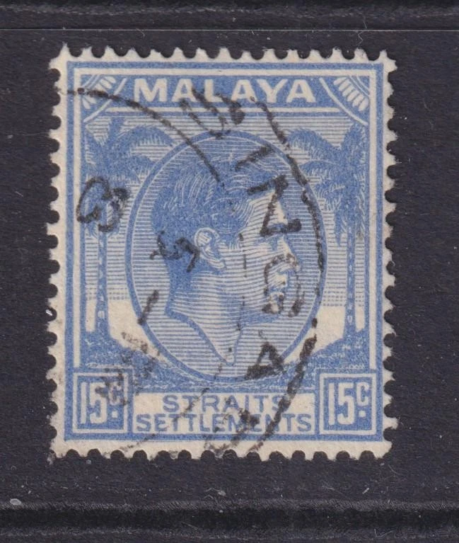 STRAITS SETTLEMENTS, 1941 KGVI 15c. Ultramarino, usado. - Imagem 1 de 1