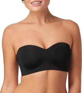 Maidenform Reggiseno Donna Senza Spalline Puro Comfort, Nero, GRANDE - Foto 1 di 2