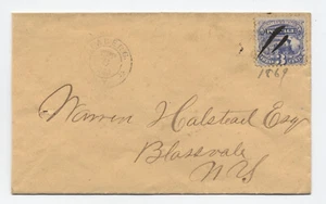 1869 Taberg NY #114 cover double circle postmark ribbon handstamp [G.73] - Picture 1 of 3