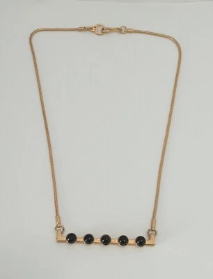 Madewell Dorado Con Cabujones Negros Barra Collar Cierre Gancho  Foto 1 de 4