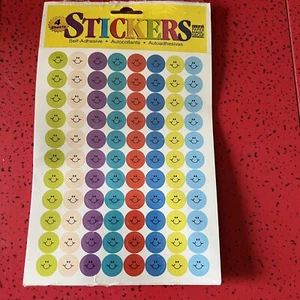 Vintage 80s 90s Mini Smiley Face Stickers Paper Magic Rare Smile Seals - Picture 1 of 6