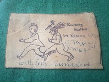 1907 Leather Postcard Sent From Kansas City To Armagh, Northern Ireland.