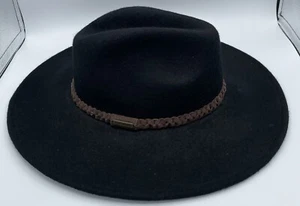 Cappello da sole Billabong 100% lana WESTERN nero fronte intrecciato cinturino pelle fedora feltro - Foto 1 di 7