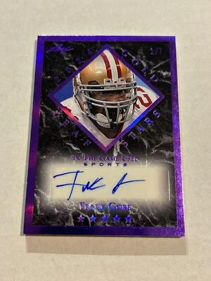 2024 LEAF IN THE GAME USED FRANK GORE 1/7 GOLD STARS PURPLE AUTO 49ERS SSP  - Image 1 of 2