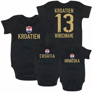 Baby Body KROATIEN Gold Druck Nummer Name Trikot Jersey EM WM FanShirts4u - Bild 1 von 10