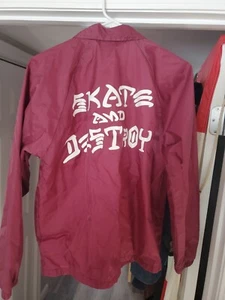 Thrasher Windbreaker Jacket Skate & Destroy Maroon Skateboard Skater Gear Wear - Picture 1 of 9