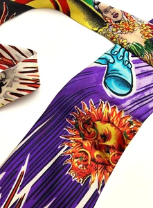 GIANNI VERSACE COUTURE VINTAGE '90s SUN KING POP ART TIE FLOWER ATELIER PURPLE - Picture 1 of 13