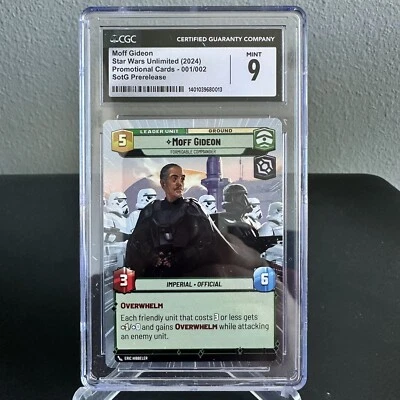 2024 Star Wars Unlimited TCG Moff Gideon #001 Prerelease Promo SOTG CGC Mint 9 - Image 1 of 2