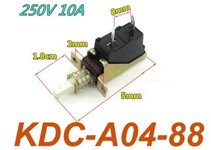 Interruptor de encendido botón pulsador KDC-A04-88 TUV 10A 250V AC SPST 2 pines 5 piezas - Imagen 1 de 3