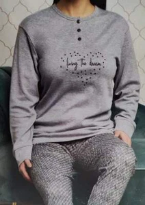 PIGIAMA DONNA INVERNALE in 100% COTONE INTERLOOCK - Picture 1 of 22
