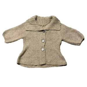 Free People Womens Knit Button Cardigan Sz S/M Wool Blend Beige Shawl Collar - Picture 1 of 13
