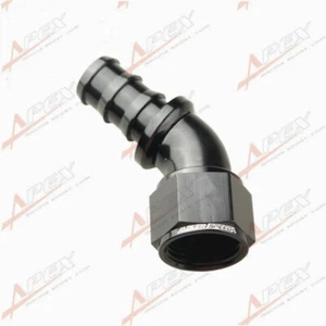 12AN -12AN 45 Degree Push-Lock One Pieces Hose End Fitting Black - Imagen 1 de 6